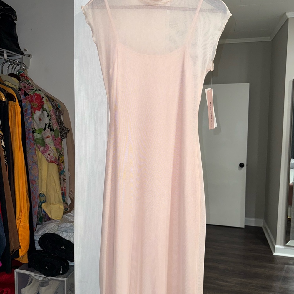 Aqua Light Pink Sheer Dress